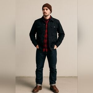 Men’s Black George Shacket Jacket — Utility Style Button Front Sz Small